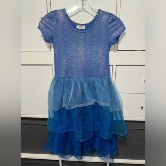 Deluxe Dot Dot Smile Blue Glittery Party Dress size 8/10 - Picture 1 of 5